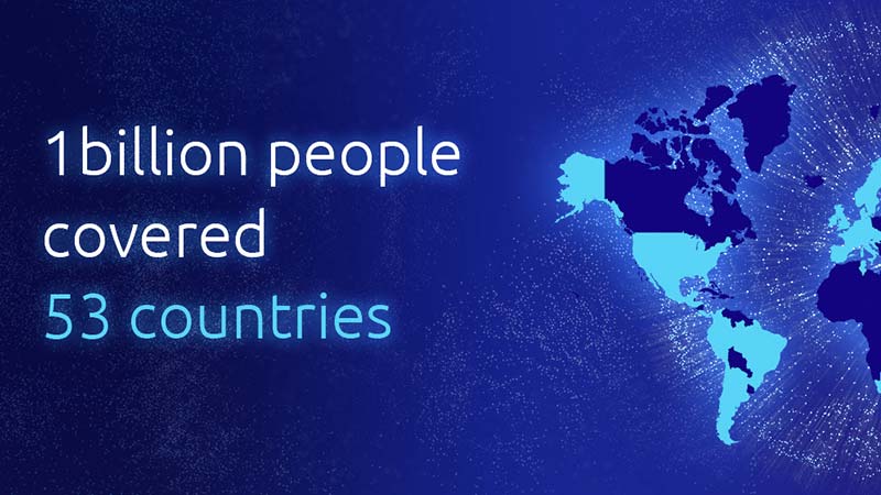 1 billion people covered in 53 countries